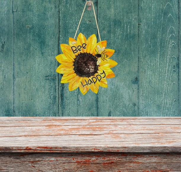 Sunflower Shaped Sublimated Door Hanger 8 in.