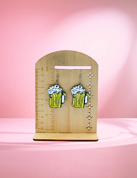 MDF- Beer Stein Shaped Sublimated Earrings 1.5 inch