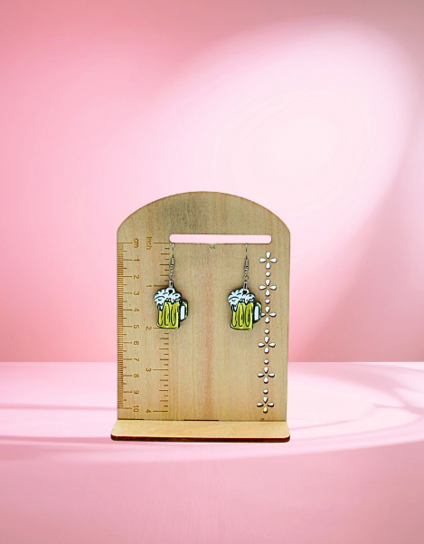 MDF- Beer Stein Shaped Sublimated Earrings 1 inch