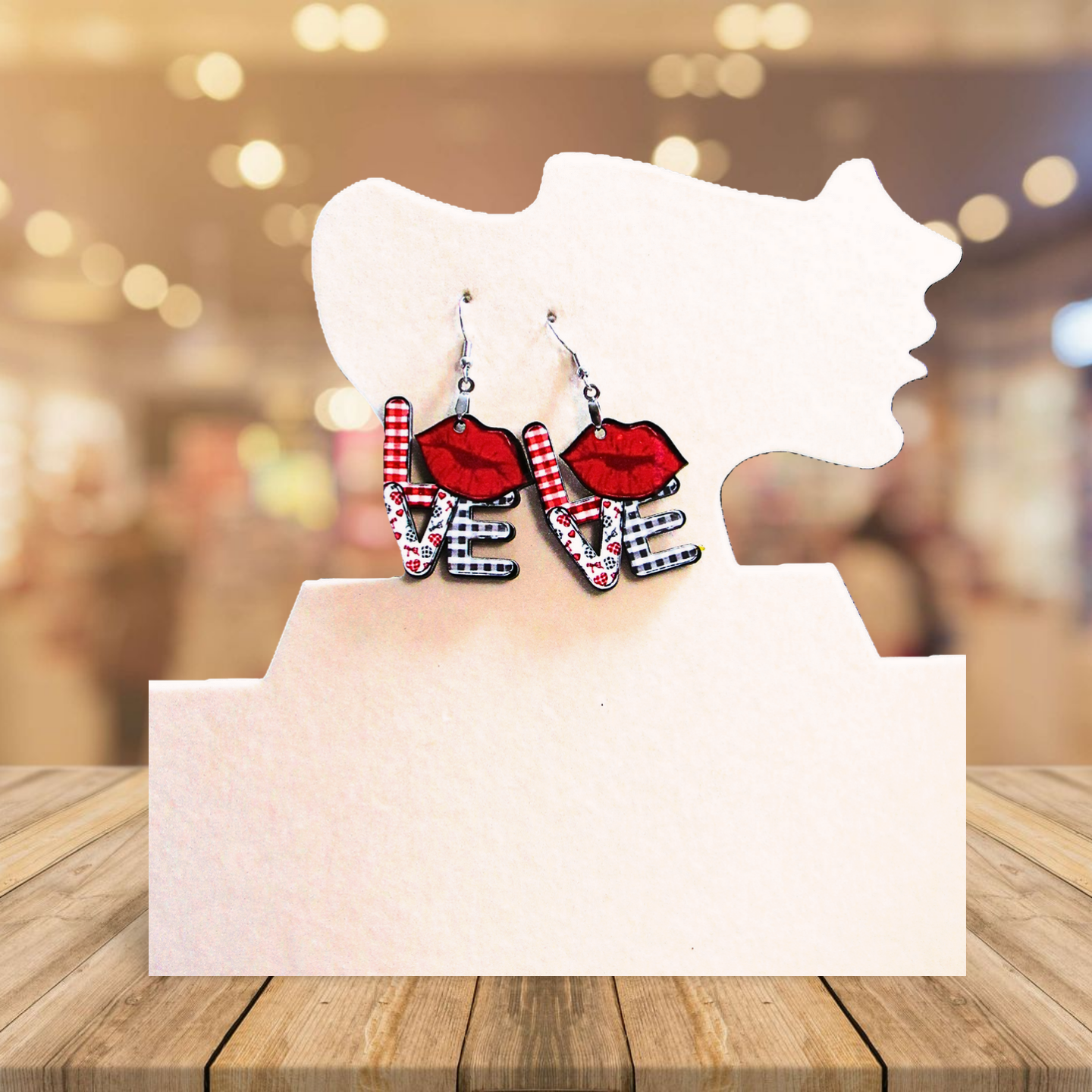 LOVE and Lips Shaped Sublimated Earrings