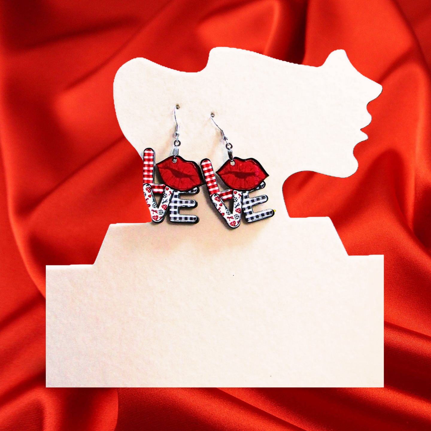 LOVE and Lips Shaped Sublimated Earrings