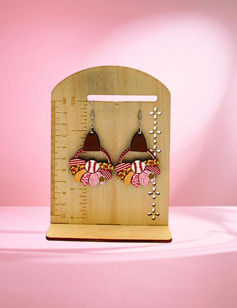 MDF and Faux Leather-Round Sunflower Shaped Sublimated Earrings 1.5 inch