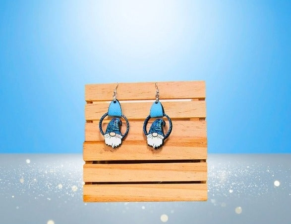 MDF-Round Gnome Shaped Sublimated Earrings 1.5 inch