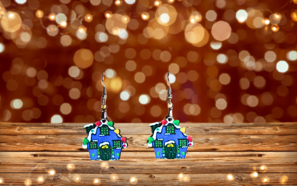 Gumdrop House Shaped MDF Sublimated Earrings