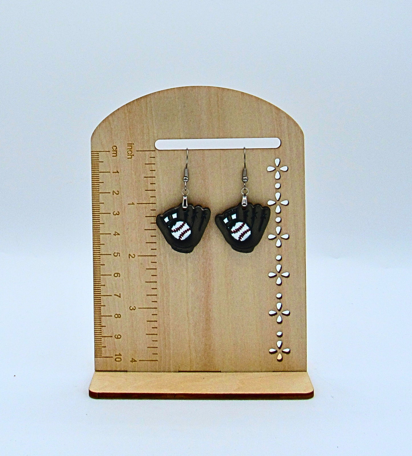 MDF-Baseball Glove Shaped Sublimated Earrings 1 inch