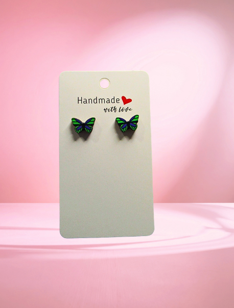 MDF-Open Butterfly Shaped Sublimated Stud Earrings (Bi Color)