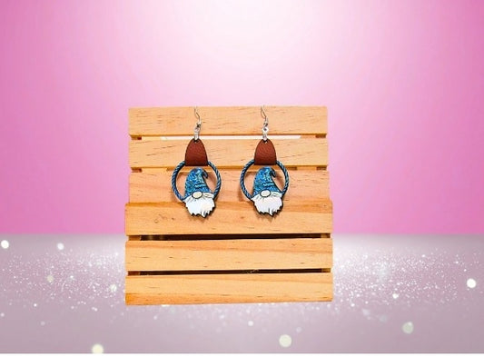 MDF-Round Gnome Shaped Sublimated Earrings 1.5 inch