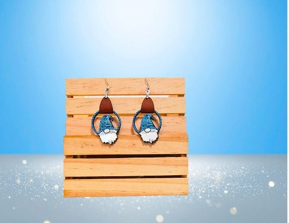 MDF-Round Gnome Shaped Sublimated Earrings 1.5 inch