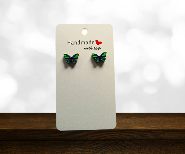 MDF-Open Butterfly Shaped Sublimated Stud Earrings (Bi Color)