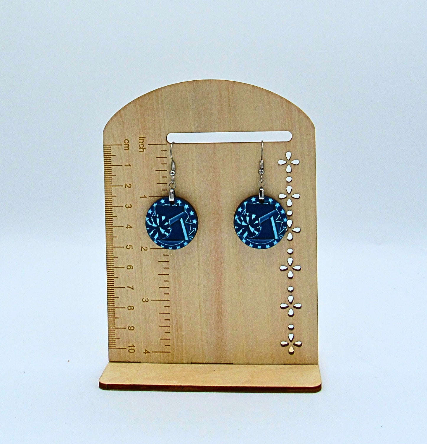 MDF-Round Shaped Sublimated Cheer Themed Earrings 1 inch
