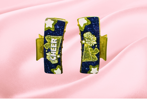 MDF-Large Sublimated Hair Claw Clip Cheer Themed (Glitter Look)