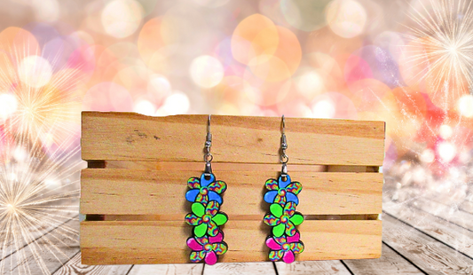 MDF-Triple Flower Shaped Sublimated Earring 1.5 inch