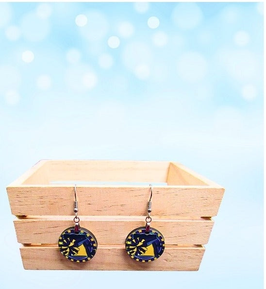 MDF-Round Shaped Sublimated Cheer Themed Earrings 1 inch
