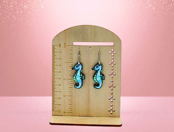 MDF-Seahorse Shaped Sublimated Earrings 1.5 inch