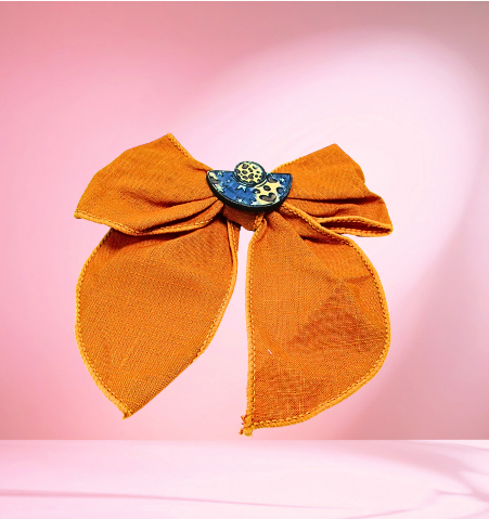5" Girls Cotton Hair Bow with MDF Shaped Sublimated Center (Patriotic)