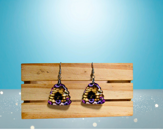MDF-Beehive Shaped Sublimated Earrings 1 inch