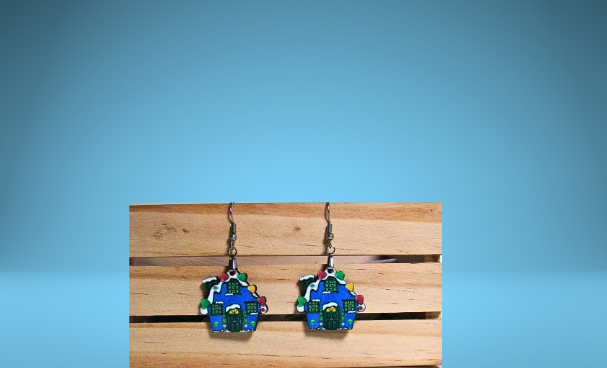 Gumdrop House Shaped MDF Sublimated Earrings
