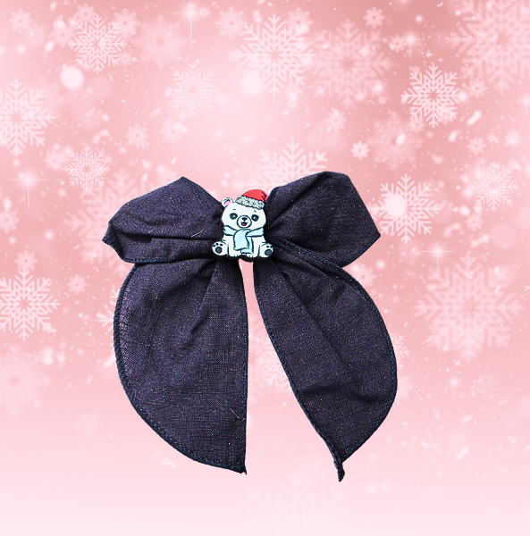 5" Girls Cotton Bow with MDF Shaped Sublimated Center