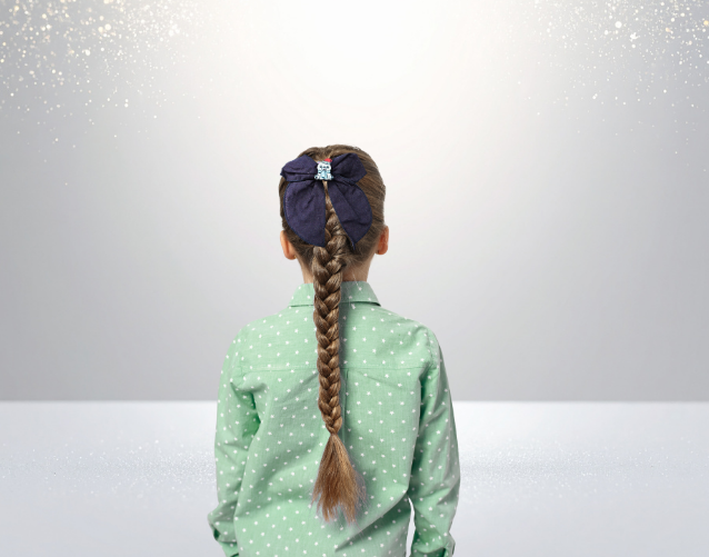 5" Girls Cotton Bow with MDF Shaped Sublimated Center