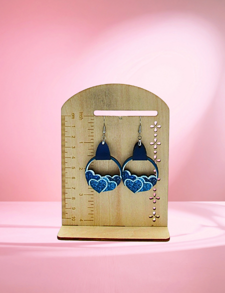 MDF- Faux Leather Heart Cluster Sublimated Earrings 1.5 inch