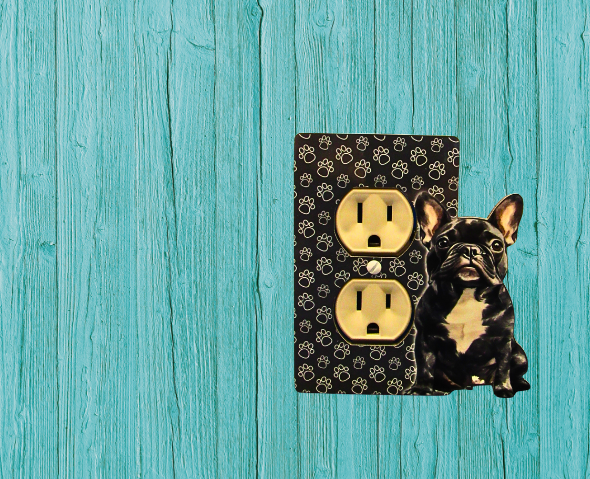 MDF- French Bulldog Shaped Sublimated Single Outlet Wall Plate
