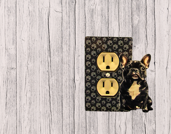 MDF- French Bulldog Shaped Sublimated Single Outlet Wall Plate