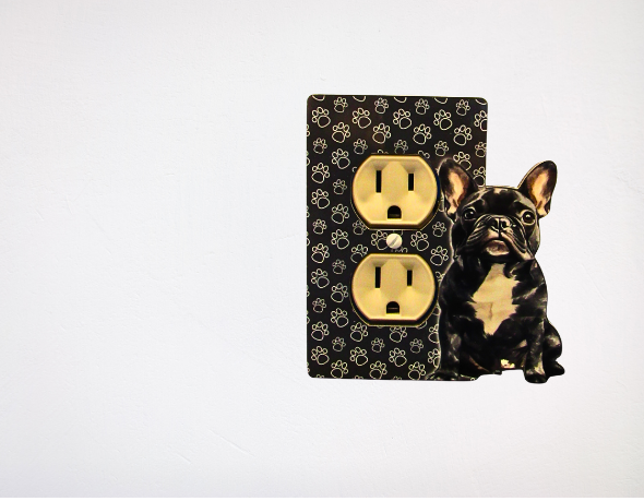 MDF- French Bulldog Shaped Sublimated Single Outlet Wall Plate