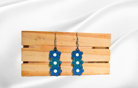 MDF-Triple Flower Shaped Sublimated Earring 1.5 inch