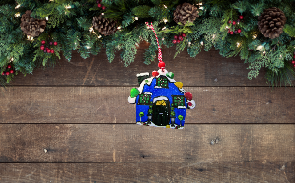 Gumdrop House Shaped Sublimated Ornament