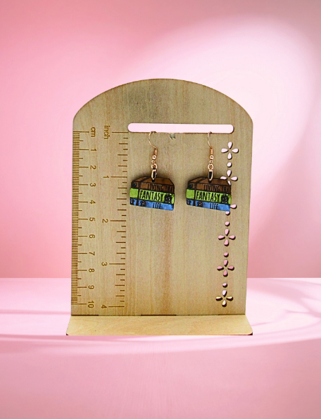MDF-Stacked Book Shaped Sublimated Earrings
