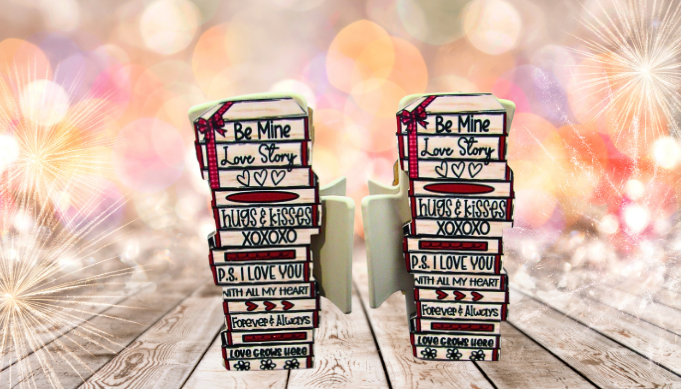 MDF- Stacked Book Shaped Sublimated Hair Clip