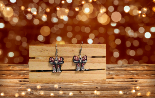 Christmas Bow Shaped Sublimated Earrings