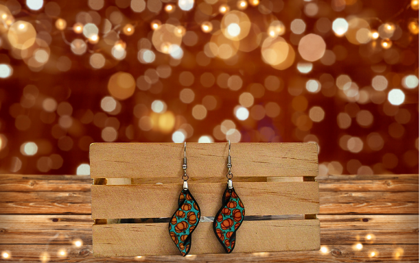 Fall Themed New Swirl Shaped Sublimated MDF Earrings 1.5 inch