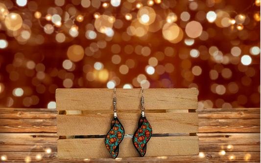 Fall Themed New Swirl Shaped Sublimated MDF Earrings 1.5 inch
