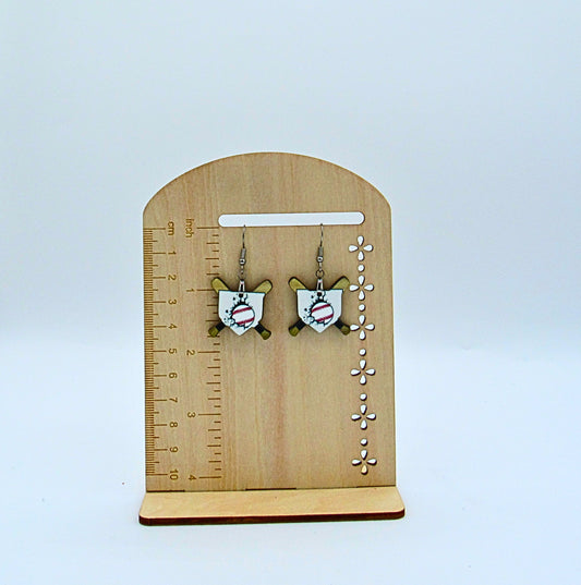 MDF- Home Plate Shaped Sublimated Earrings 1 inch