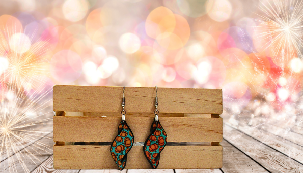 Fall Themed New Swirl Shaped Sublimated MDF Earrings 1.5 inch