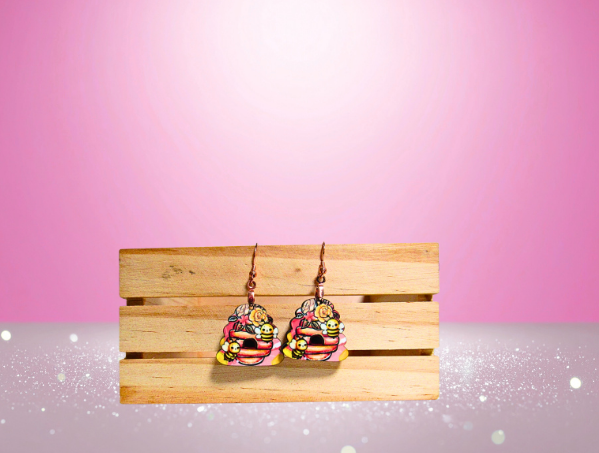 MDF-Beehive Shaped Sublimated Earrings 1 inch
