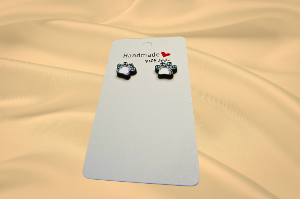 MDF- Paw Print Shaped Sublimated Stud Earrings