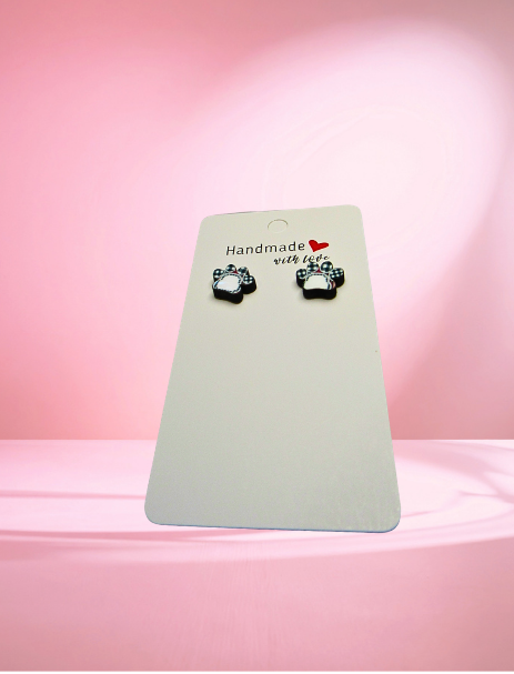 MDF- Paw Print Shaped Sublimated Stud Earrings