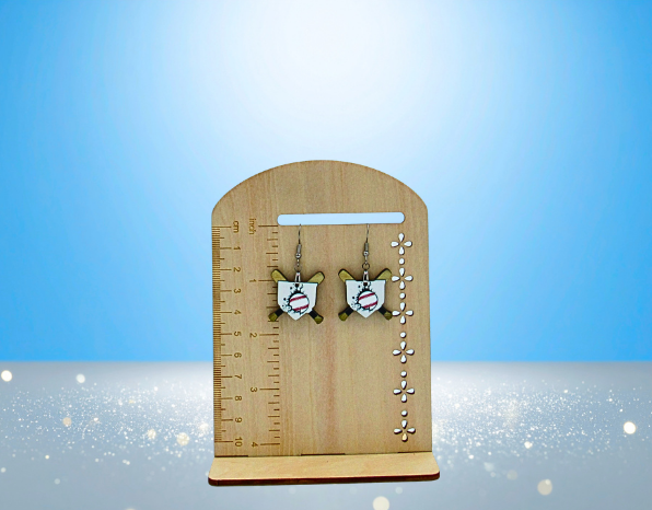 MDF- Home Plate Shaped Sublimated Earrings 1 inch