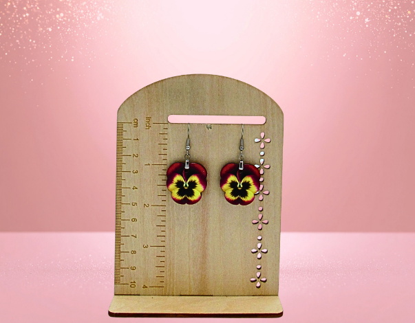 MDF- Pansy Shaped Sublimated 1 inch Earrings