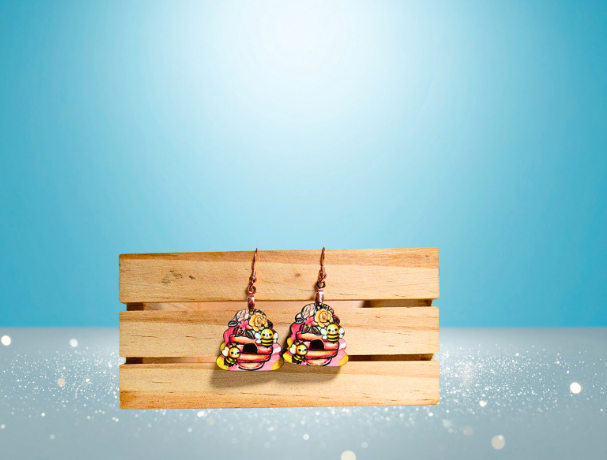 MDF-Beehive Shaped Sublimated Earrings 1 inch