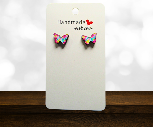 MDF-Open Butterfly Shaped Sublimated Stud Earrings (Retro)