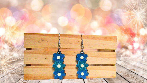 MDF-Triple Flower Shaped Sublimated Earring 1.5 inch