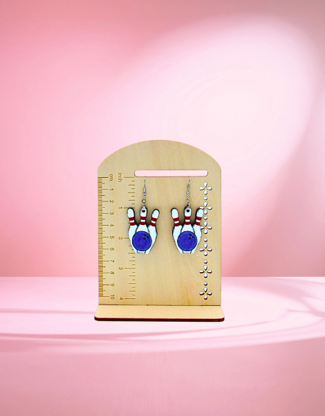 MDF- Bowling Pin Shaped Sublimated Earrings 1.5 inch
