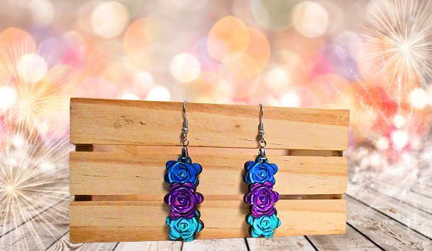 MDF-Triple Flower Shaped Sublimated Earring 1.5 inch