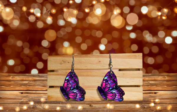 MDF-Butterfly Shaped Sublimated Earrings 1.5 inch