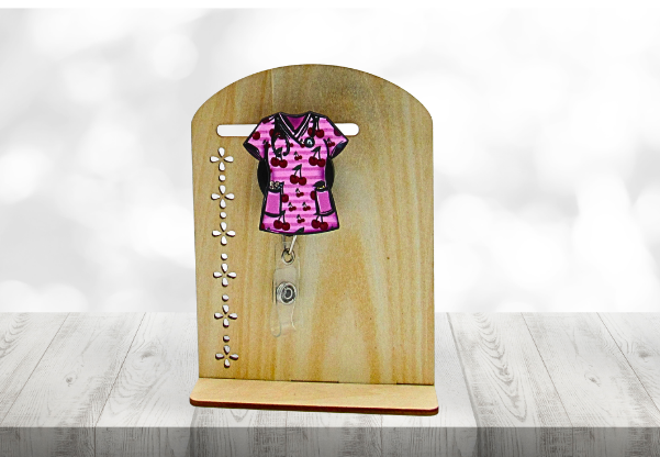 MDF-Scrub Top Shaped Sublimated Badge Reel Holder
