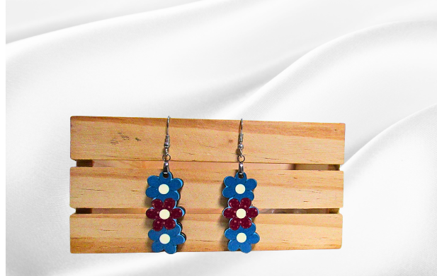 MDF-Triple Flower Shaped Sublimated Earring 1.5 inch