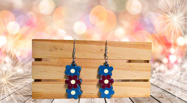 MDF-Triple Flower Shaped Sublimated Earring 1.5 inch
